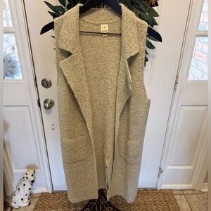 I Joah Neutral Color Longline Tunic Length Knit Open Front Sweater Vest M L